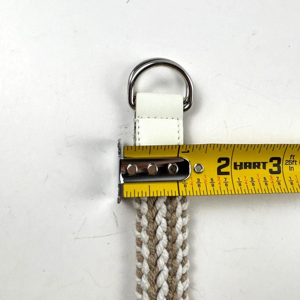 Woven Rope D-Ring Belt‎ Women 16W White Tan Nautical Cinch